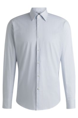 Regular-fit shirt in easy-iron stretch cotton, Light Blue