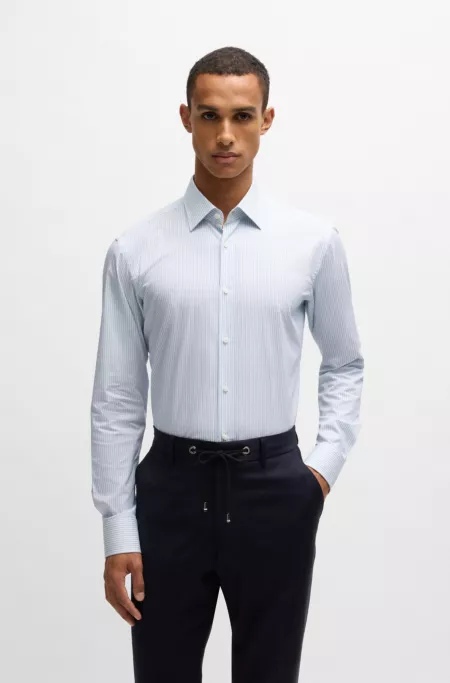 Regular-fit shirt in easy-iron stretch cotton
