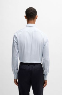 Regular-fit shirt in easy-iron stretch cotton, Light Blue