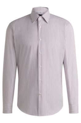 Regular-fit shirt in easy-iron stretch cotton, Pink