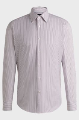 Regular-fit shirt in easy-iron stretch cotton, Pink