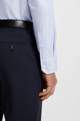 Regular-fit shirt in structured cotton, Blue Patterned