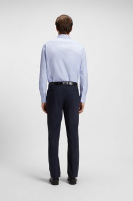 Regular-fit shirt in structured cotton, Blue Patterned