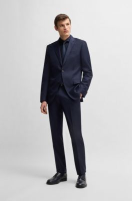 Regular-fit shirt in structured cotton, Dark Blue