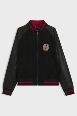 BOSS x Creation of the Gods varsity jacket with embroidery, Black