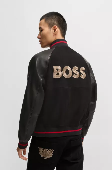 BOSS x Creation of the Gods varsity jacket with embroidery