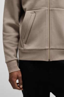 BOSS - コットンブレンド ジップアップフーディ ロゴディテール - ベージュ 