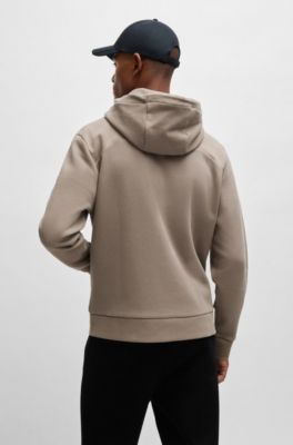 BOSS - コットンブレンド ジップアップフーディ ロゴディテール - ベージュ 