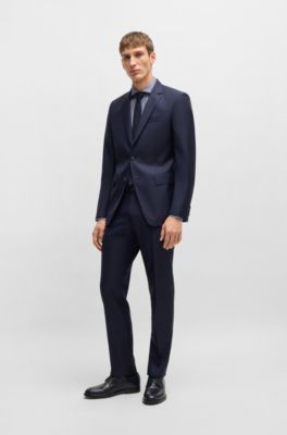 Regular-fit shirt in structured cotton, Blue Patterned