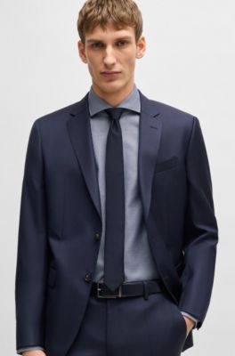 Regular-fit shirt in structured cotton, Blue Patterned