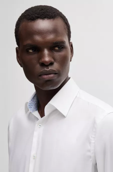 Regular-fit shirt in easy-iron cotton poplin