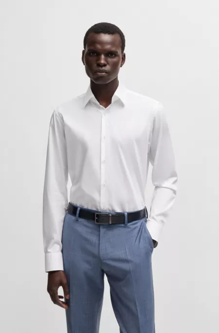 Regular-fit shirt in easy-iron cotton poplin