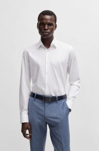 Regular-fit shirt in easy-iron cotton poplin, White