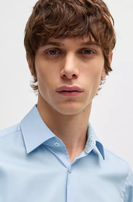 Regular-fit shirt in easy-iron cotton poplin