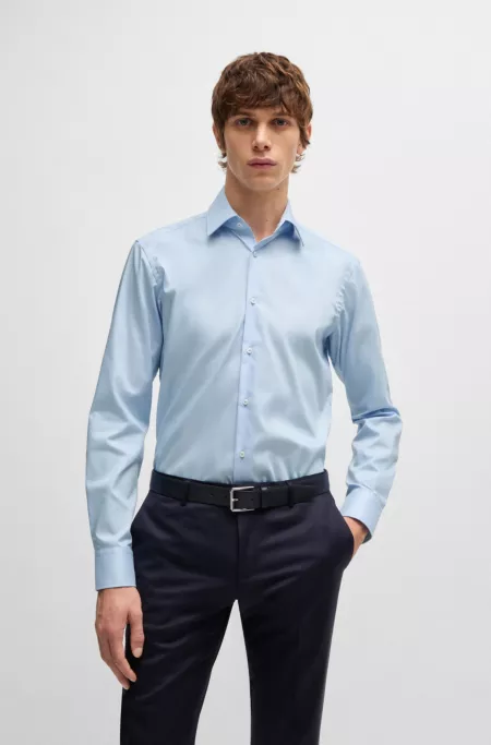 Regular-fit shirt in easy-iron cotton poplin