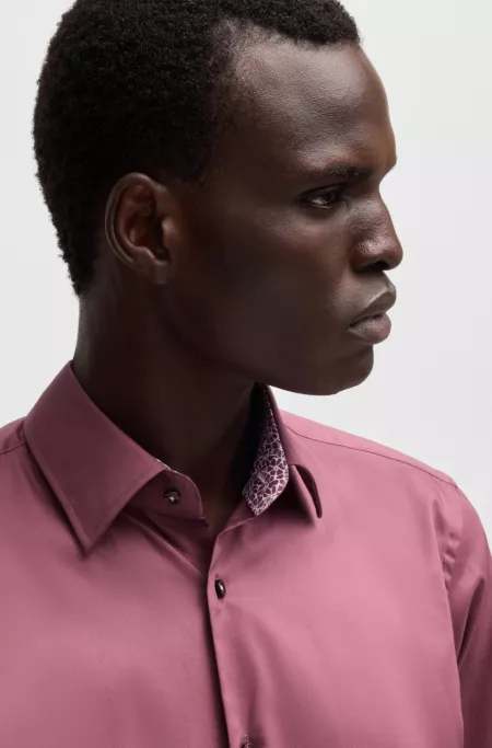Regular-fit shirt in easy-iron cotton poplin
