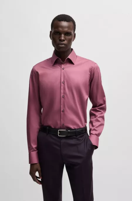 Regular-fit shirt in easy-iron cotton poplin