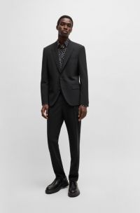Slim-Fit Anzug aus Performance-Stretch-Gewebe, Schwarz