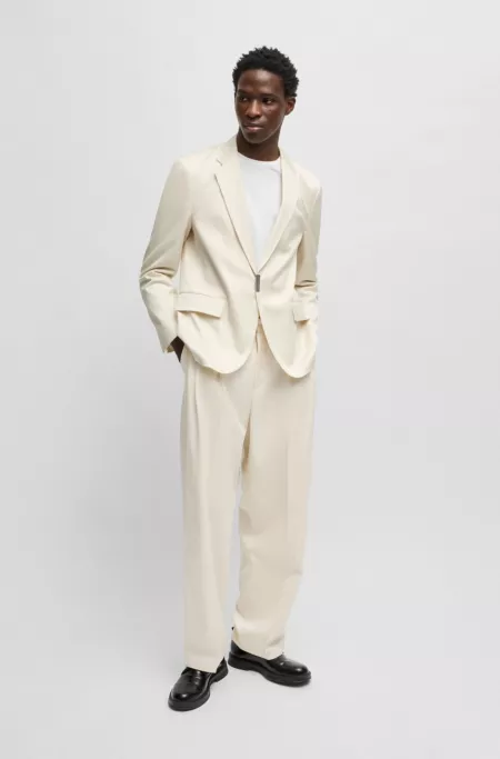 Slim-fit suit jacket with metallic logo closure