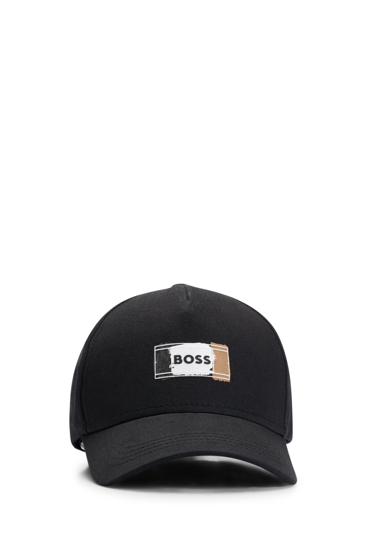Cotton-twill cap with signature logo print, Black
