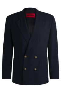 Modern-fit jacket with gold-tone buttons, Dark Blue