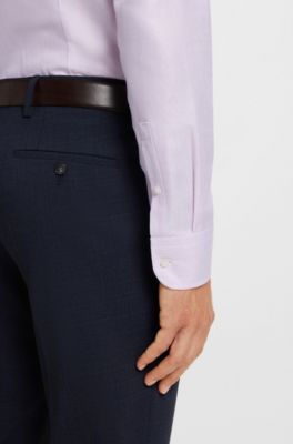 Slim-fit shirt in striped cotton twill, Pink