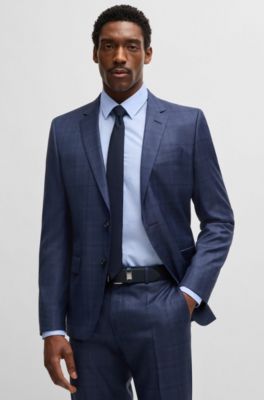 Slim-fit shirt in cotton with Double B monograms, Blue