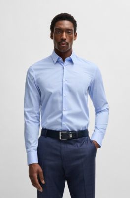 Slim-fit shirt in cotton with Double B monograms, Blue