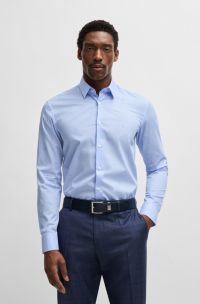 Slim-fit shirt in cotton with Double B monograms, Blue