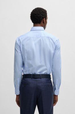 Slim-fit shirt in cotton with Double B monograms, Blue