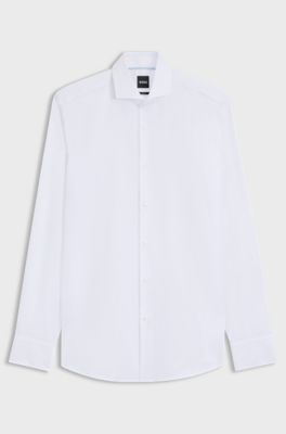 Slim-fit shirt in structured cotton, White