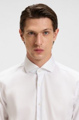 Slim-fit shirt in structured cotton, White