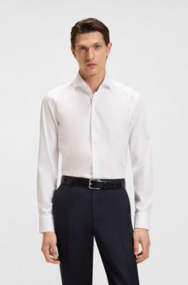Slim-fit shirt in structured cotton, White