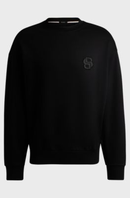 Cotton-terry sweatshirt with Double B monogram, Black