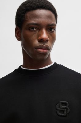 Cotton-terry sweatshirt with Double B monogram, Black