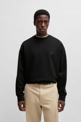 Cotton-terry sweatshirt with Double B monogram, Black