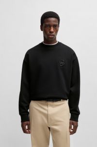 Cotton-terry sweatshirt with Double B monogram, Black