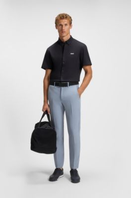 Regular-fit shirt in knitted cotton, Dark Blue