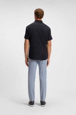 Regular-fit shirt in knitted cotton, Dark Blue
