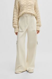 Pantaloni cargo con fit morbido in twill di cotone elasticizzato, Colore neutro