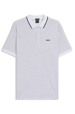 Paddy polo shirt in cotton jacquard, White