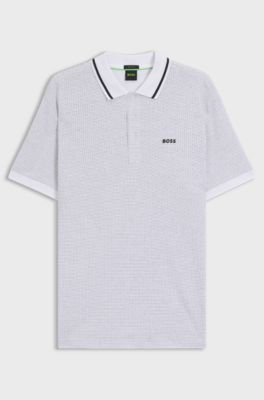 Paddy polo shirt in cotton jacquard, White