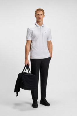 Paddy polo shirt in cotton jacquard, White