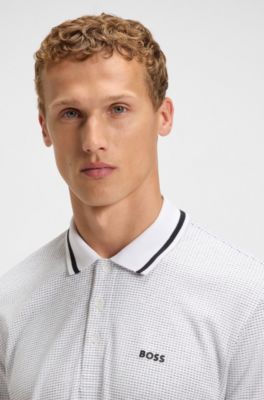 Paddy polo shirt in cotton jacquard, White