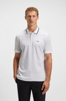 Paddy polo shirt in cotton jacquard, White