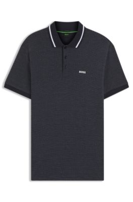 Paddy polo shirt in cotton jacquard, Dark Blue