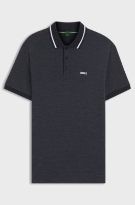 Paddy polo shirt in cotton jacquard, Dark Blue