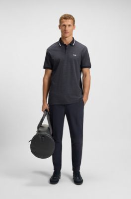 Paddy polo shirt in cotton jacquard, Dark Blue