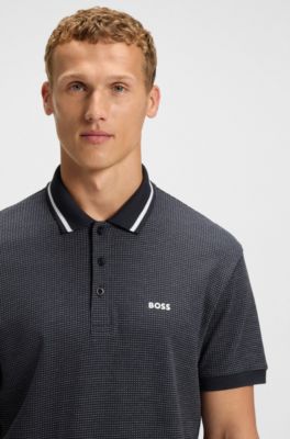 Paddy polo shirt in cotton jacquard, Dark Blue