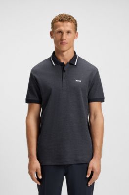 Paddy polo shirt in cotton jacquard, Dark Blue
